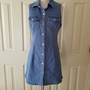 Bardot Denim Button Down Sleeveless Dress Shirt 6